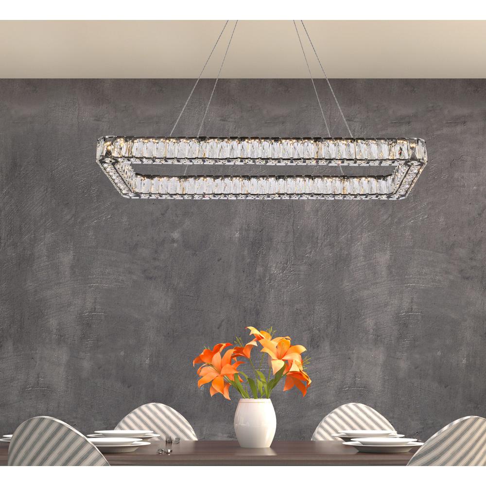 Monroe 42 inch LED Single rectangle pendant in black. Picture 8