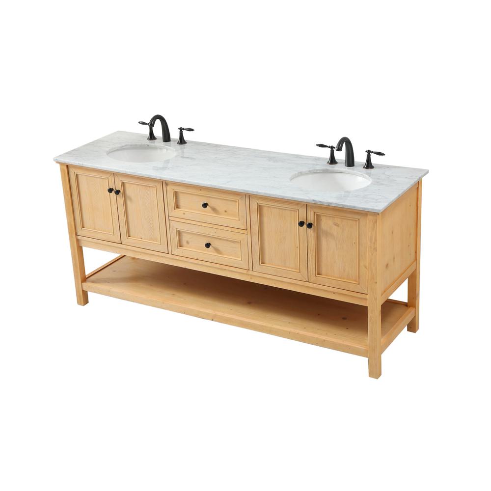 72 inch double bathroom vanity in natural wood. Picture 8