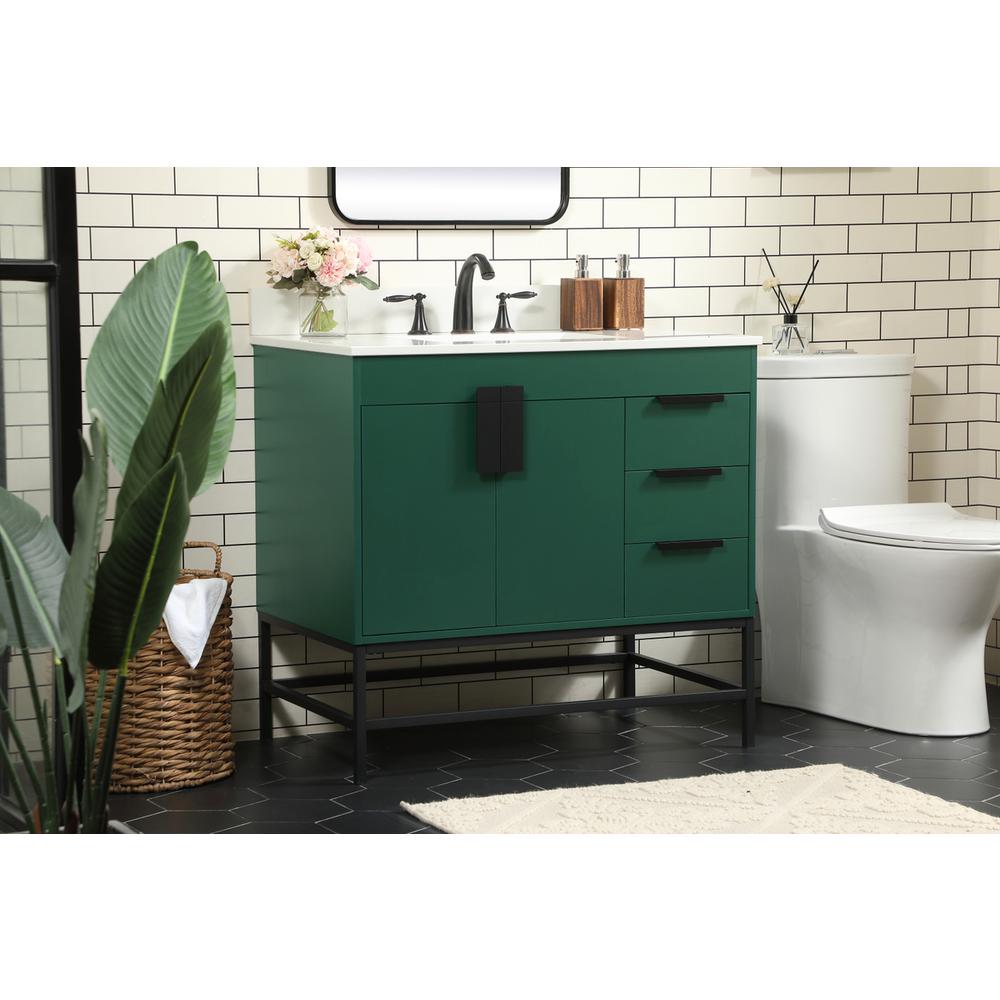 36 inch Single bathroom vanity in green with backsplash. Picture 2