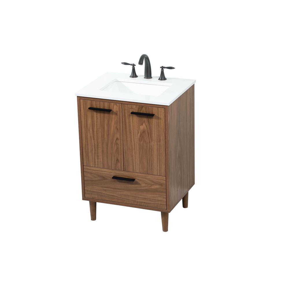 24 inch Single bathroom vanity in walnut brown. Picture 8