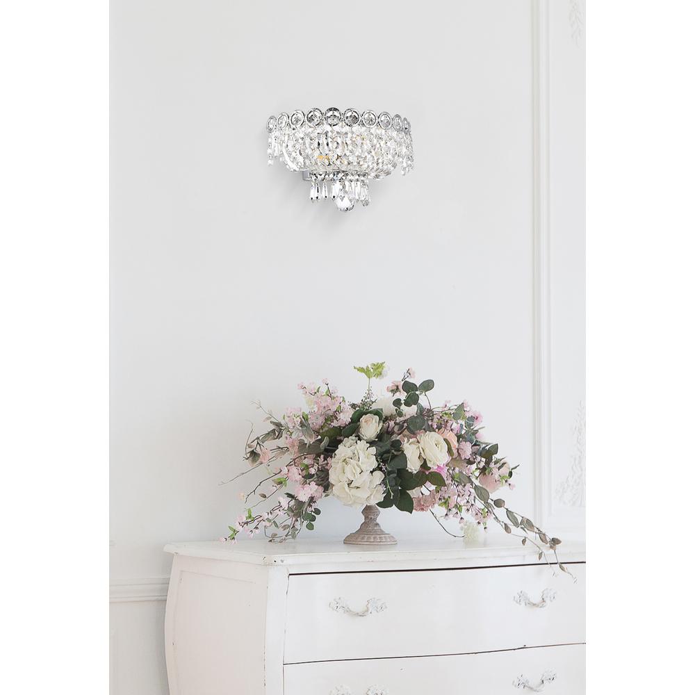 Century 2 light Chrome Wall Sconce Clear Royal Cut Crystal. Picture 7