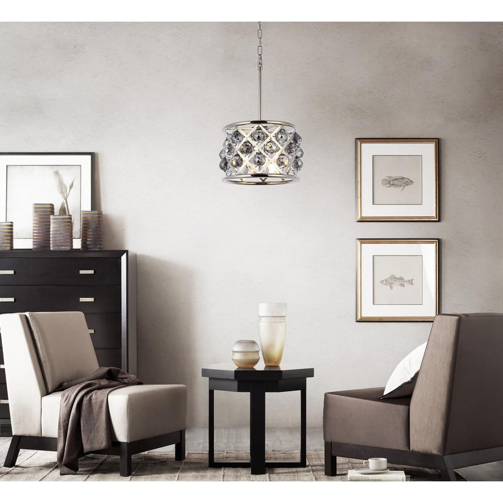 Madison 3 light polished Nickel Pendant Silver Shade (Grey) Royal Cut Crystal. Picture 7