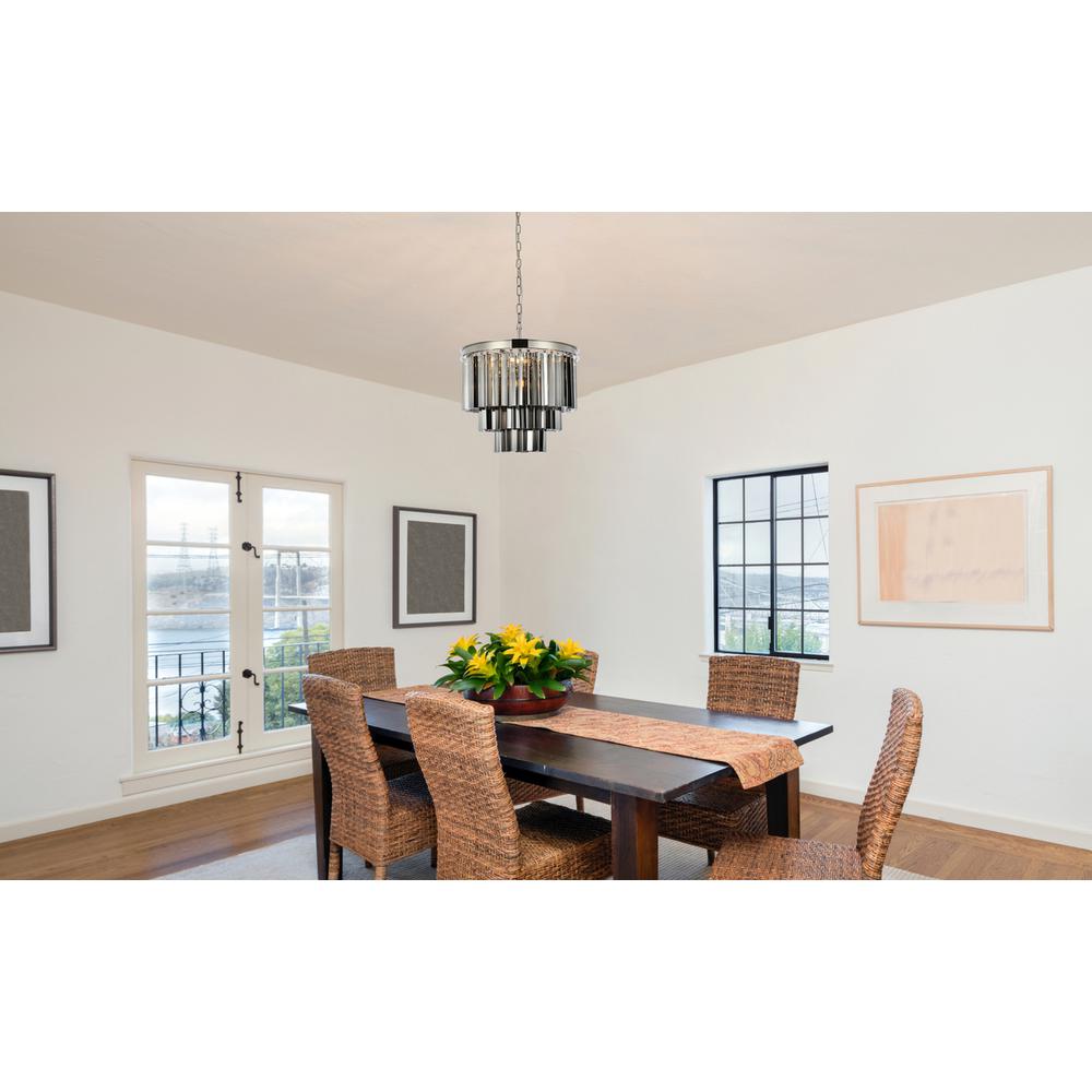 Sydney 9 light polished nickel Chandelier Silver Shade (Grey) Royal Cut Crystal. Picture 7