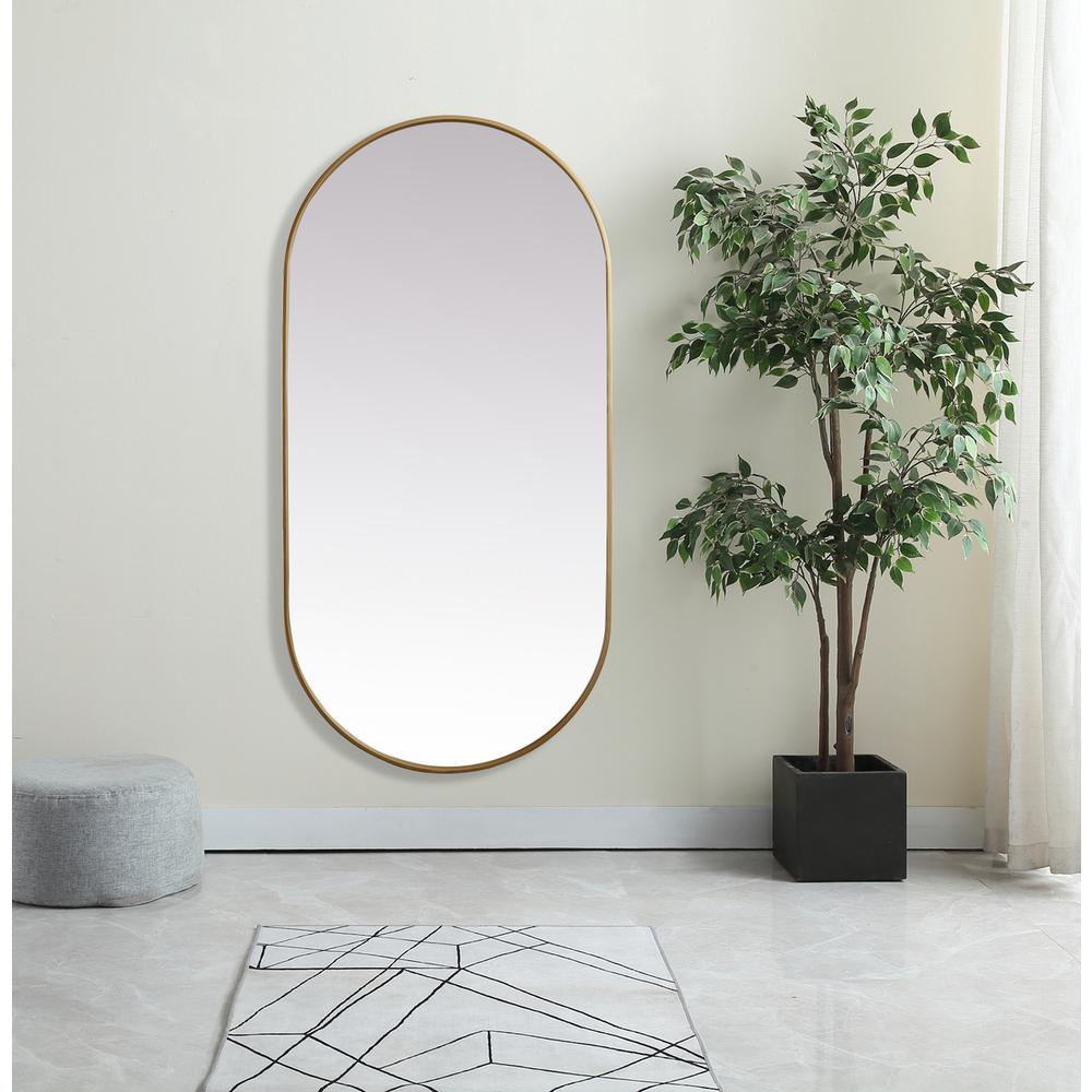 Metal Frame Oval Mirror 30x60 Inch in Brass. Picture 11