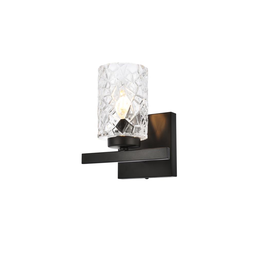 Cassie 1 light bath sconce in black with clear shade. Picture 2