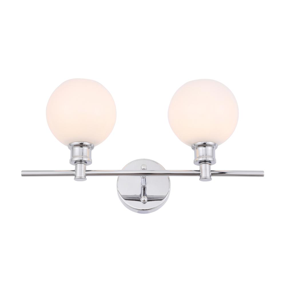 Collier 2 light Chrome and Frosted white glass Wall sconce. Picture 3