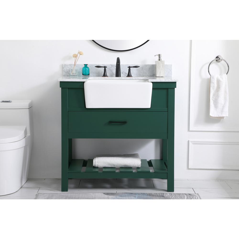36 inch Single bathroom vanity in green with backsplash. Picture 14