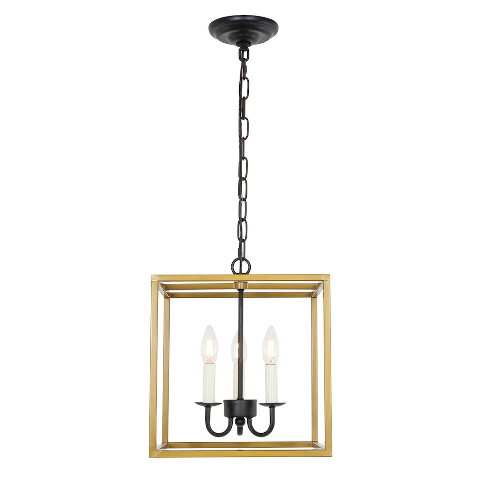 Eclipse 3 Light Brass And Black Pendant. Picture 1