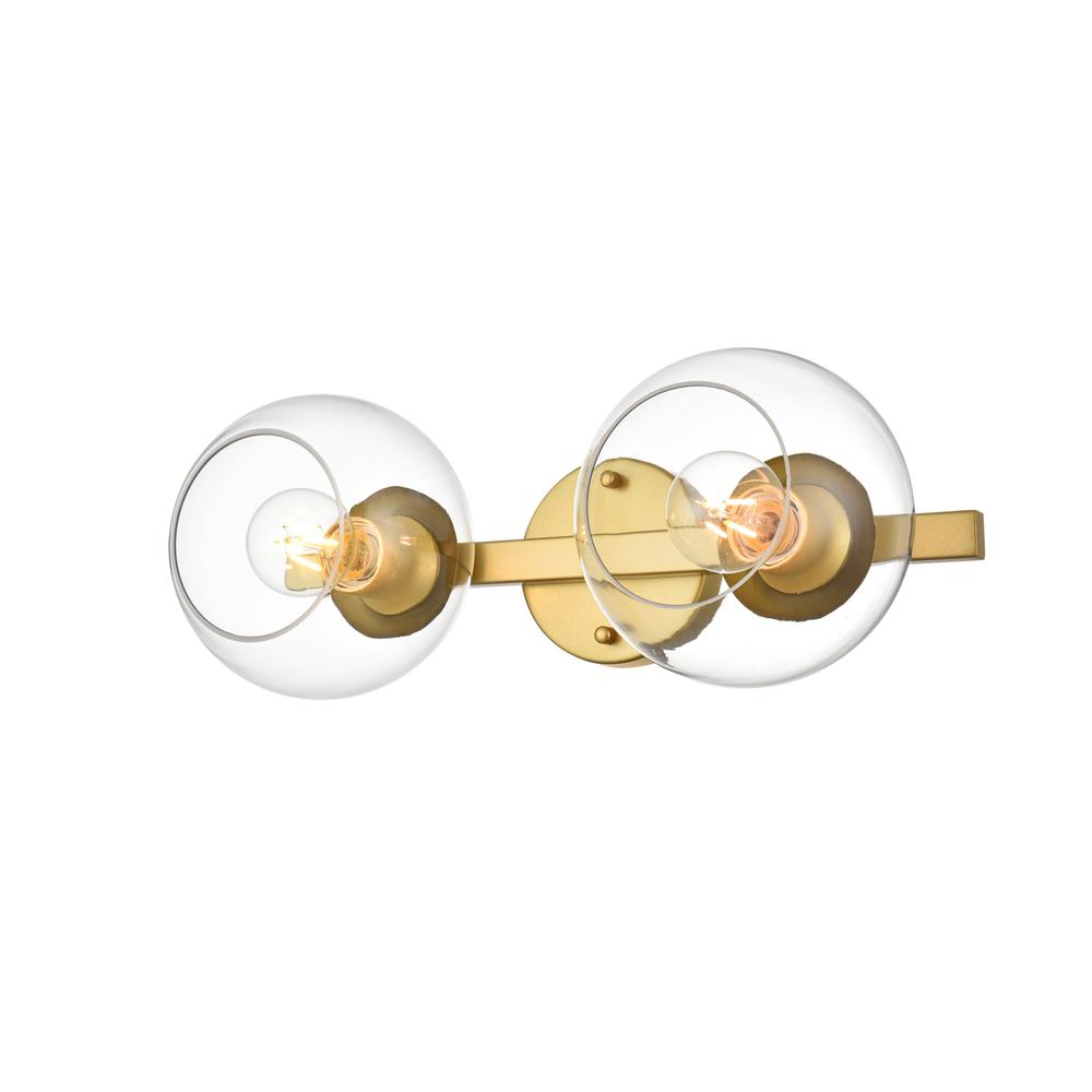 Rogelio 2 light Brass and Clear Bath Sconce. Picture 2