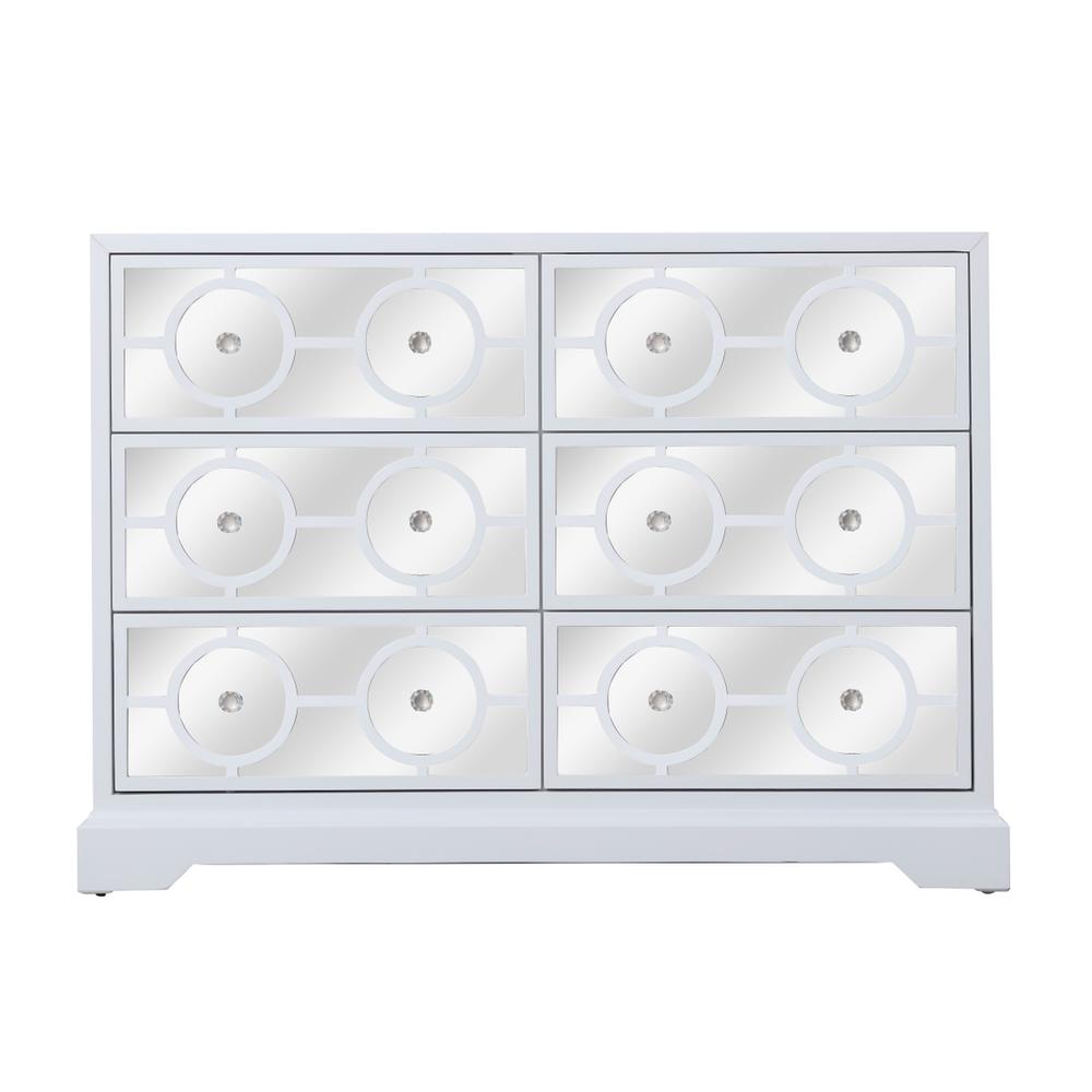 48 in. mirrored six drawer cabinet in white. Picture 1