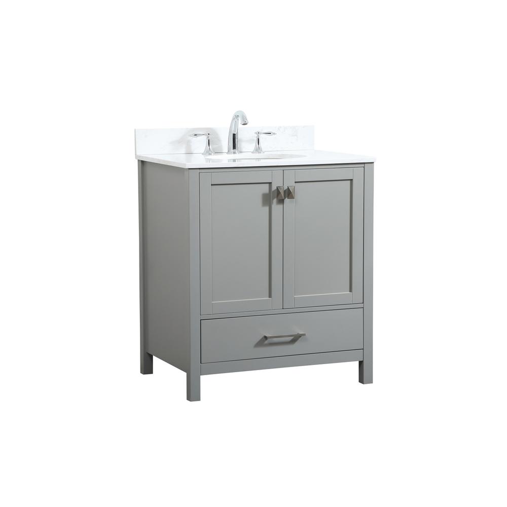 30 inch Single bathroom vanity in grey with backsplash. Picture 7