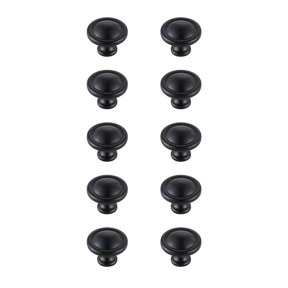 Garlande 1.2" Diameter Matte Black Mushroom Knob Multipack (Set of 10). Picture 1
