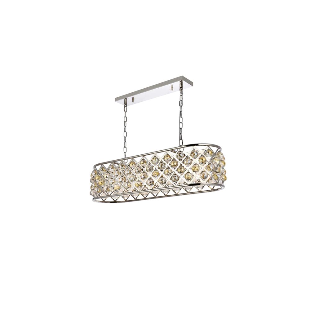 Madison 6 light polished Nickel Chandelier Golden Teak (Smoky) Royal Cut Crystal. Picture 6