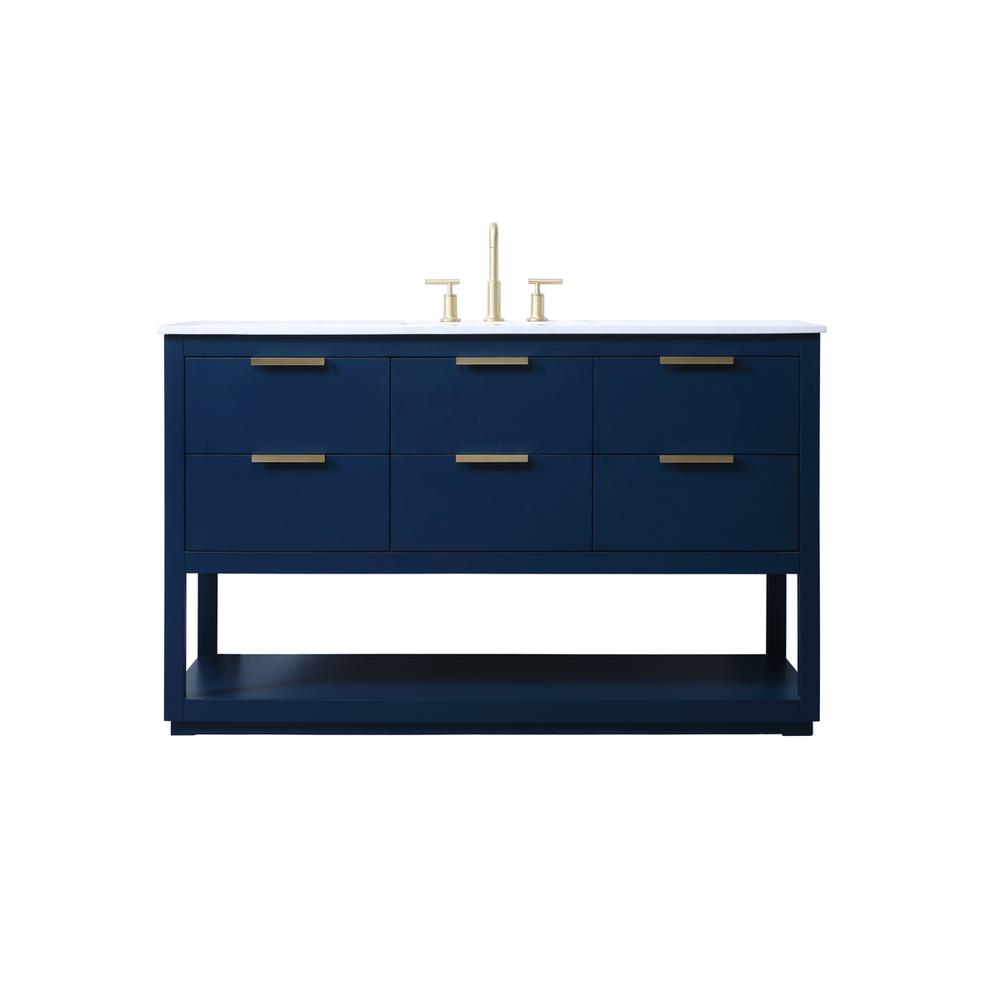 54 Inch SIngle Bathroom Vanity In Blue. Picture 1