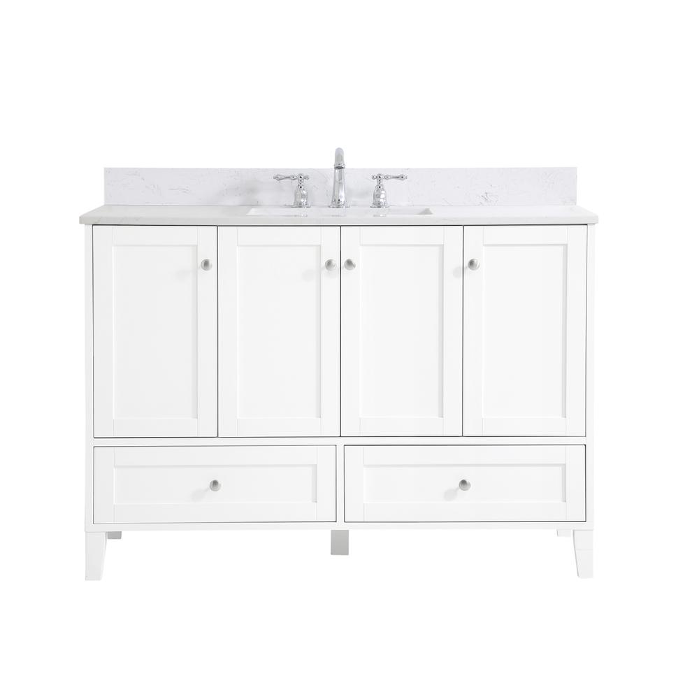 48 inch Single Bathroom Vanity in White with Backsplash. Picture 1