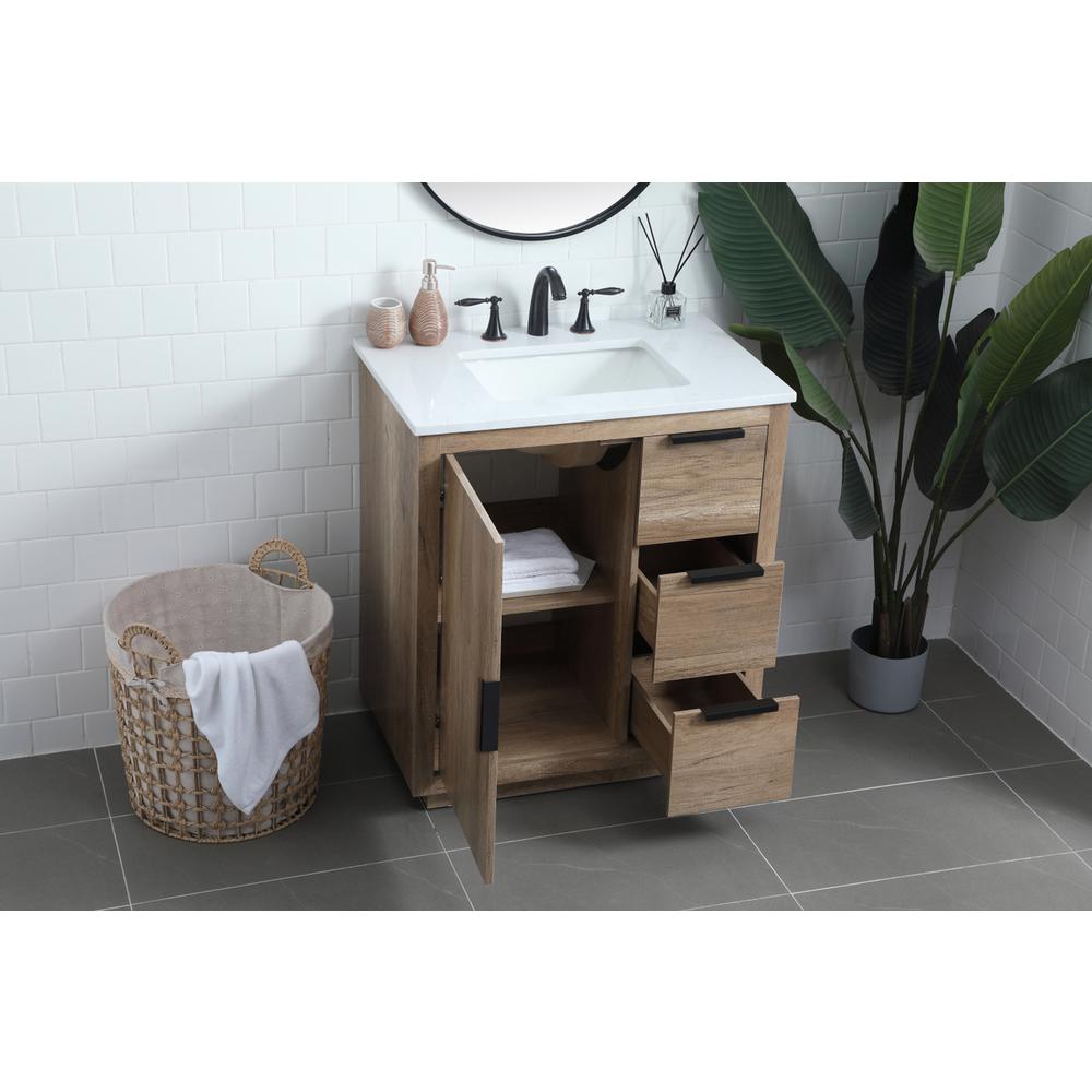 30 Inch SIngle Bathroom Vanity In Natural Oak. Picture 3