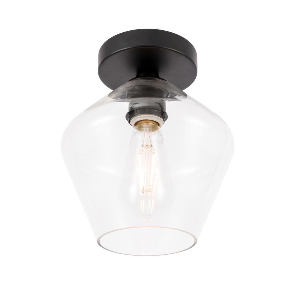 Gene 1 light Black and Clear glass Flush mount. Picture 7