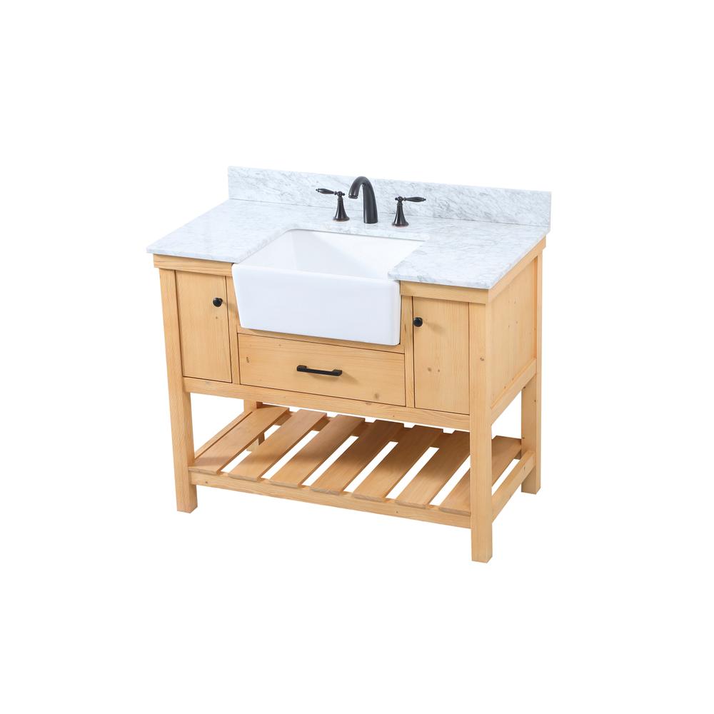 42 inch Single bathroom vanity in natural wood with backsplash. Picture 8
