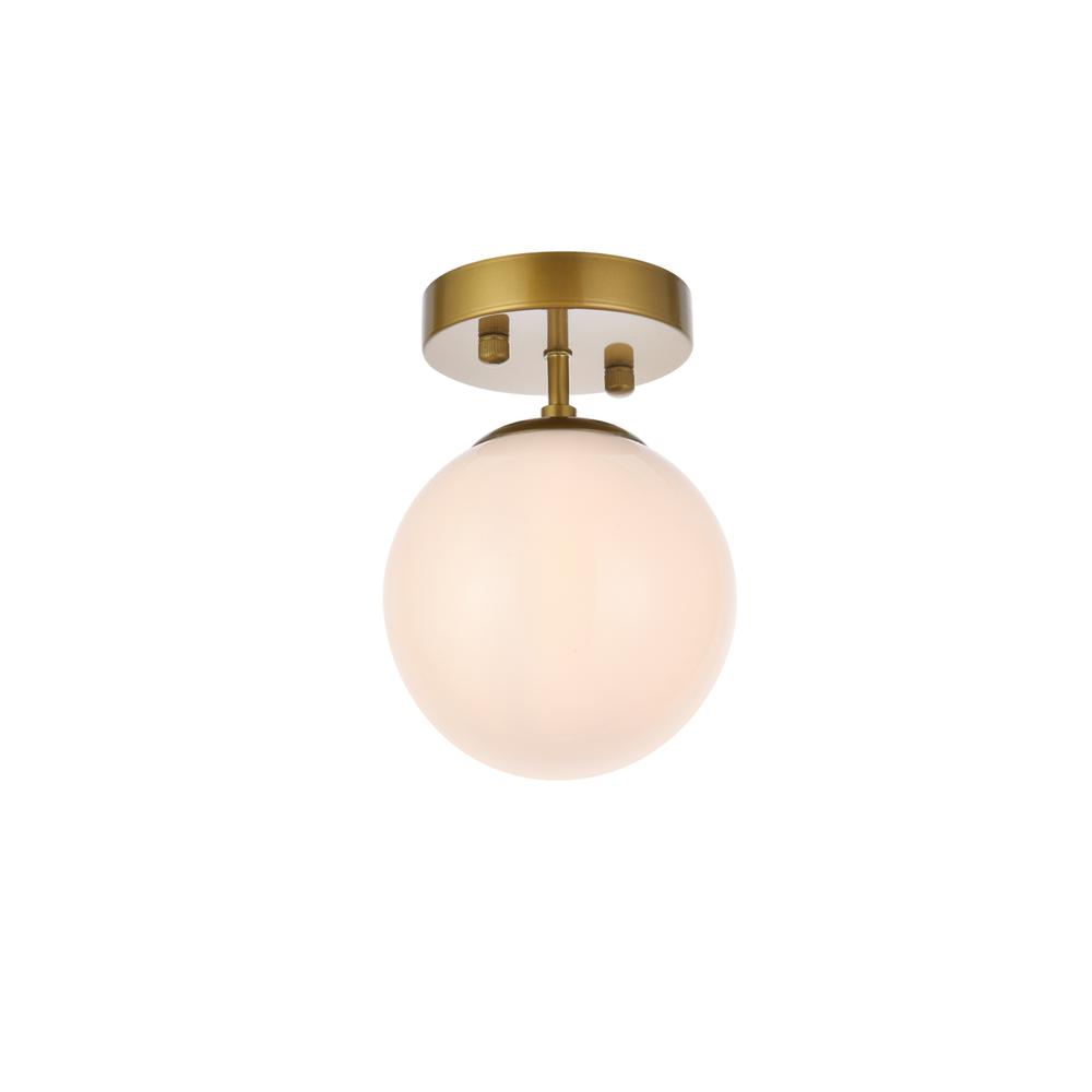 Mimi six inch dual flush mount and bath sconce in brass with frosted glass. Picture 6