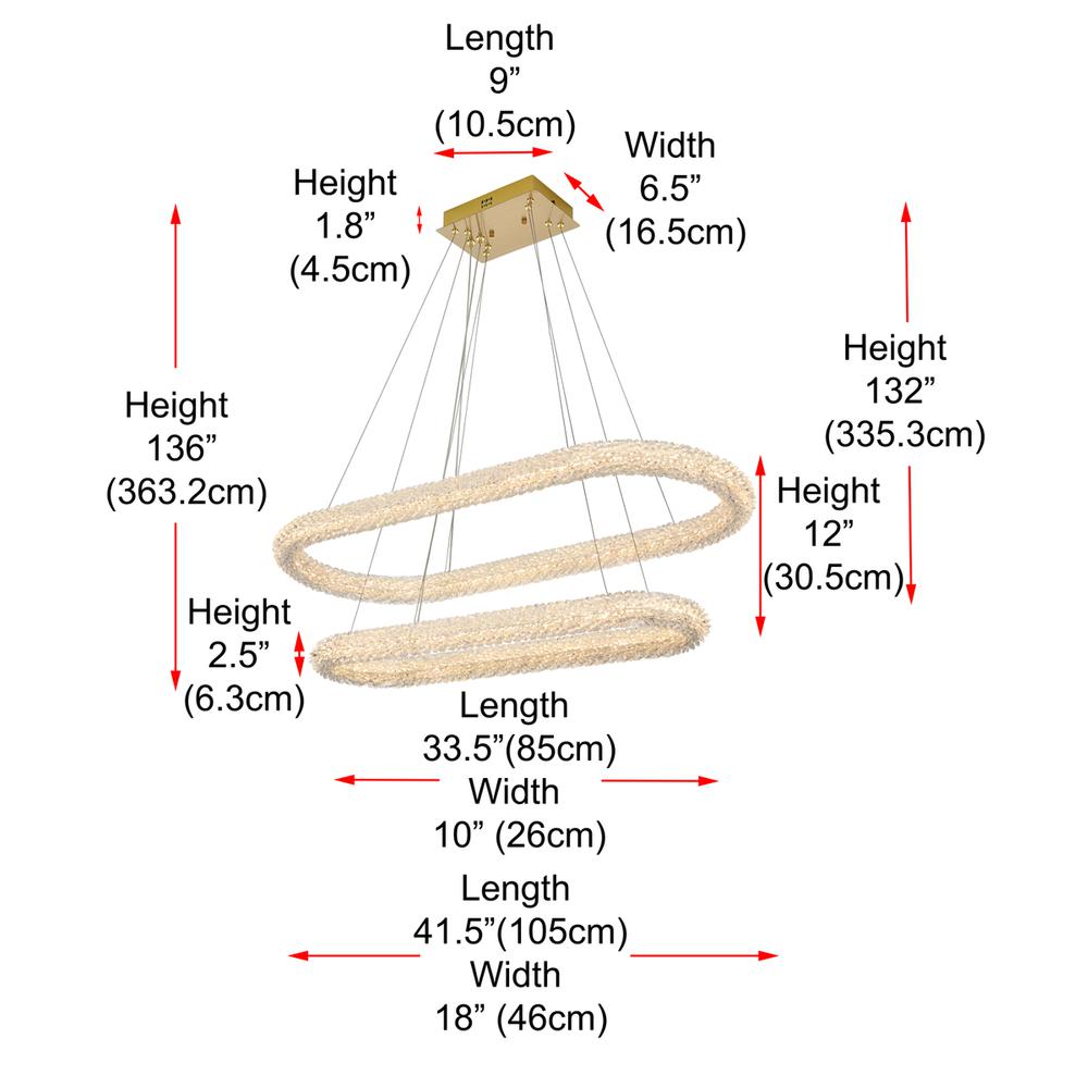 Bowen 42 inch Adjustable LED Chandelier in Satin Gold. Picture 10