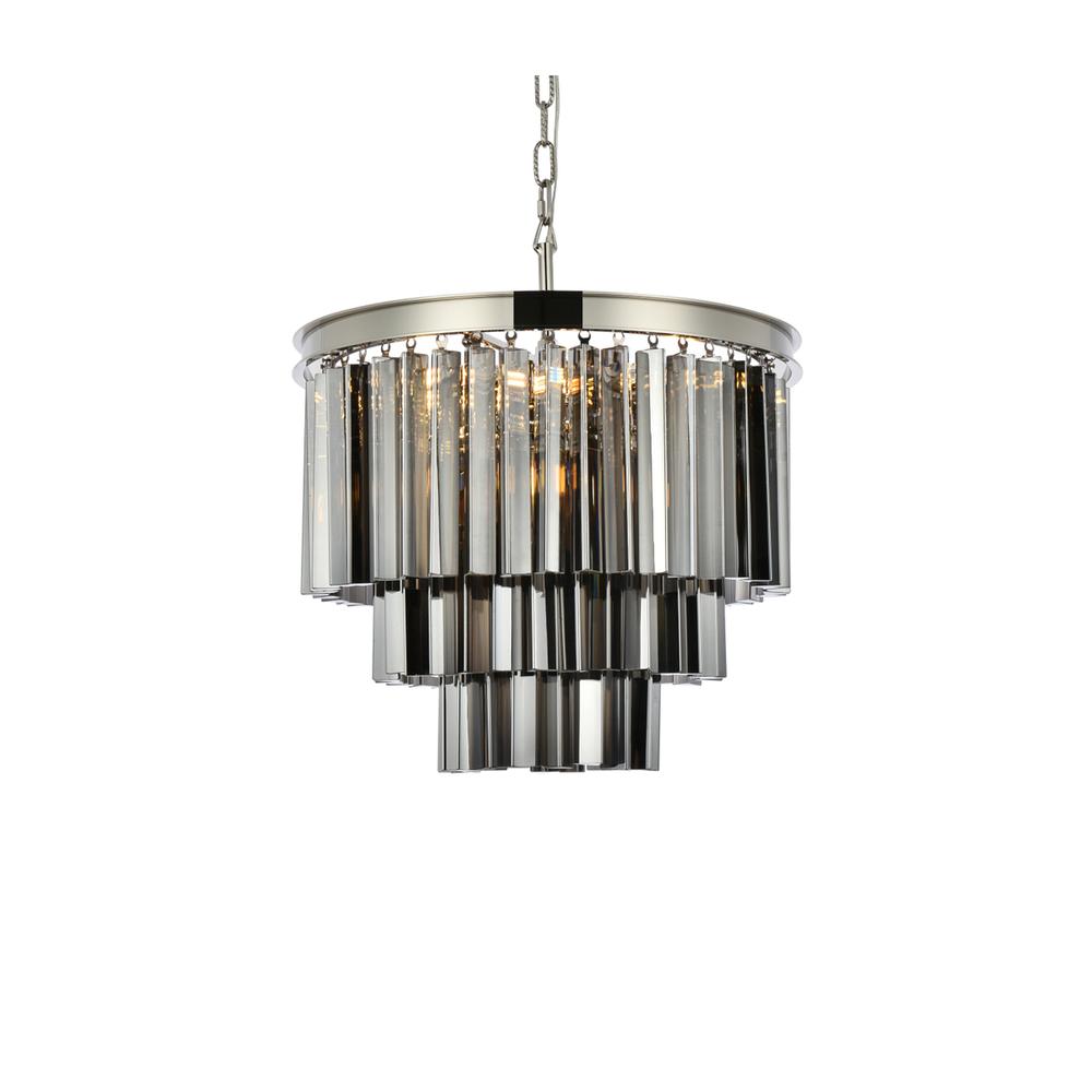 Sydney 9 light polished nickel Chandelier Silver Shade (Grey) Royal Cut Crystal. Picture 2