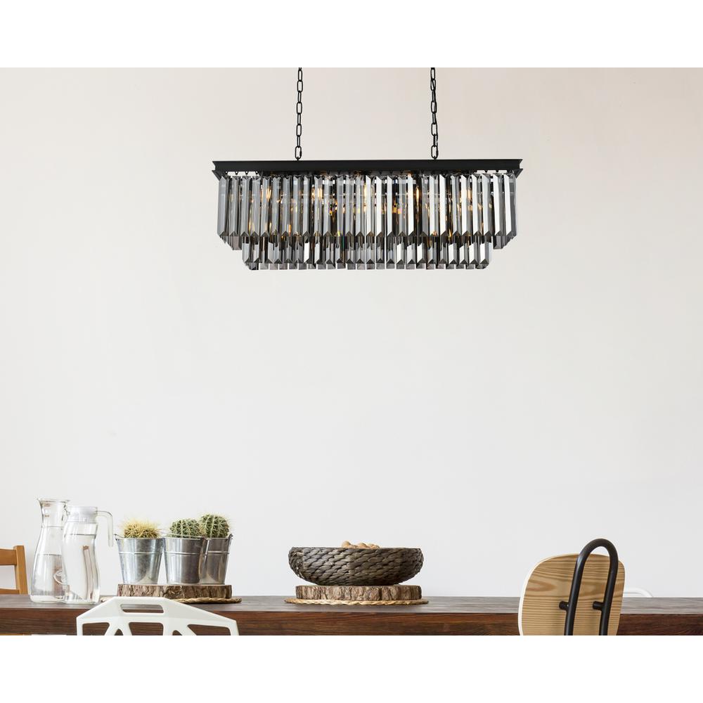 Sydney 12 light Matte Black Chandelier Silver Shade (Grey) Royal Cut Crystal. Picture 8
