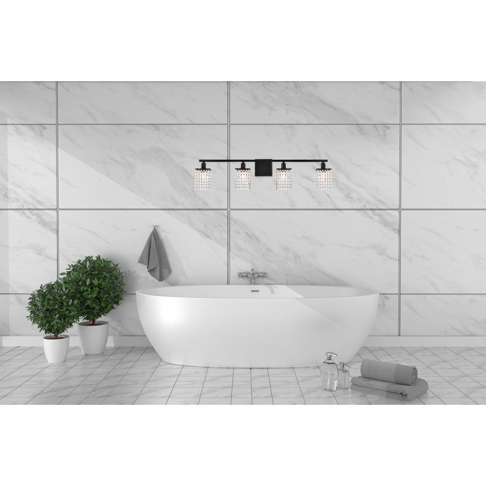 Phineas 4 lights bath sconce in black with clear crystals. Picture 7