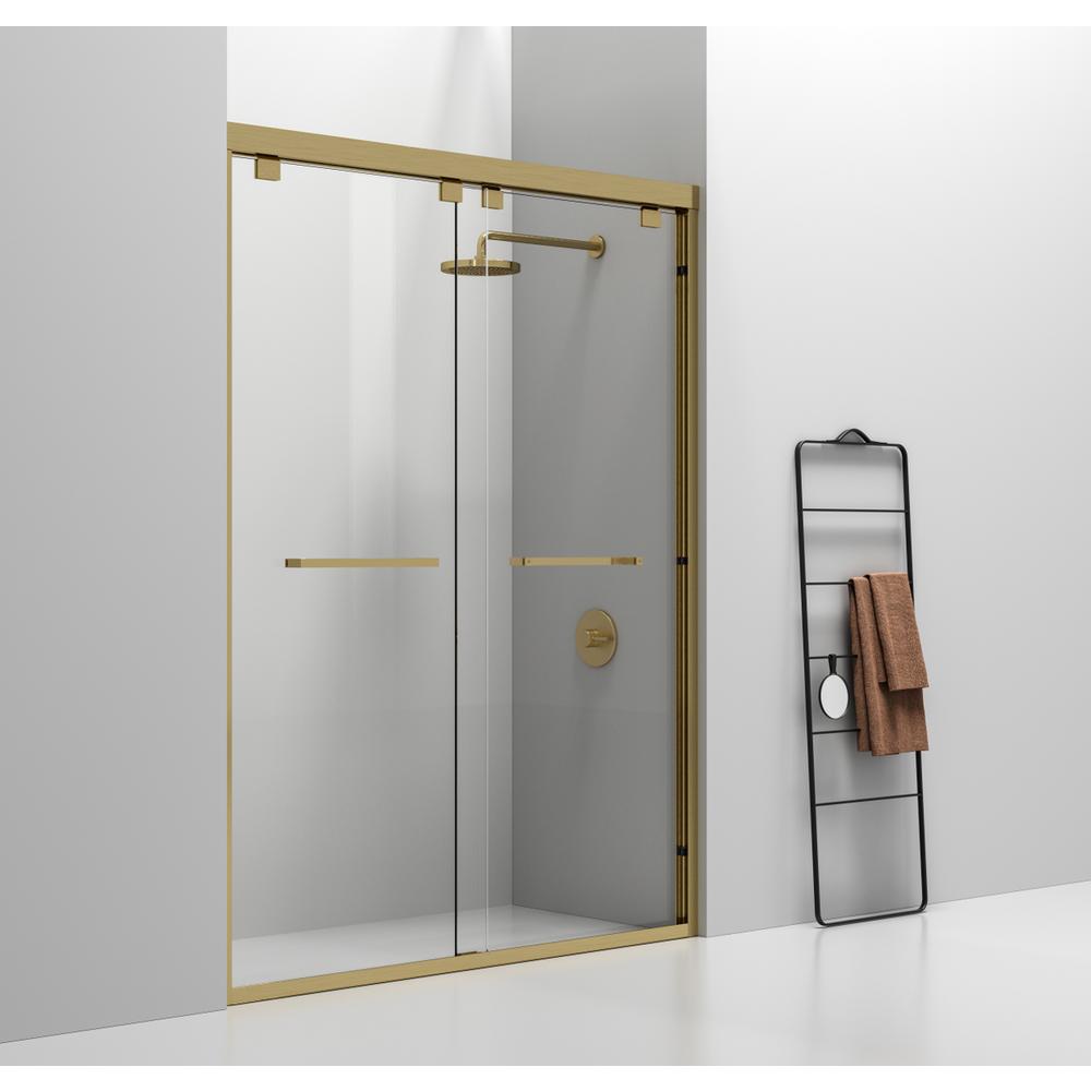 Semi-frameless shower door 60 x 76 Brushed Gold. Picture 2
