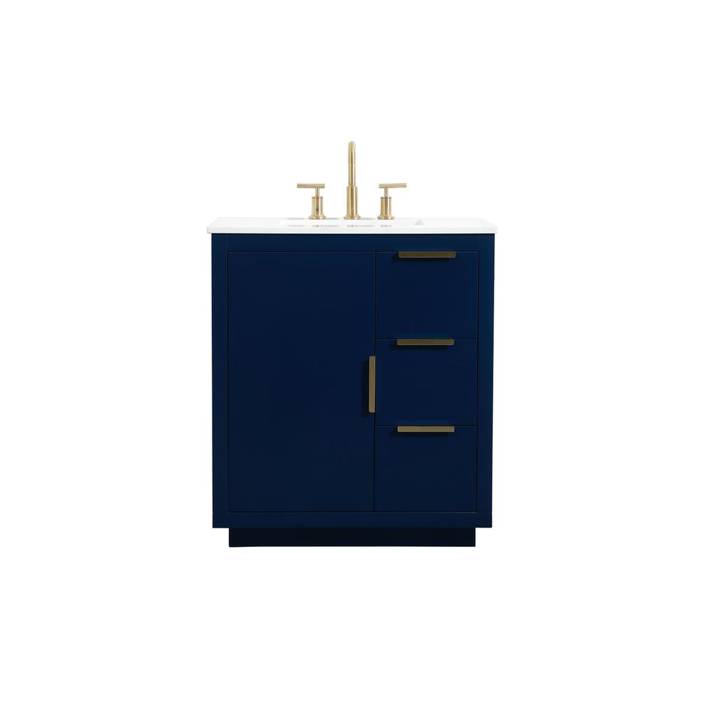 30 inch Single bathroom vanity in blue. Picture 1