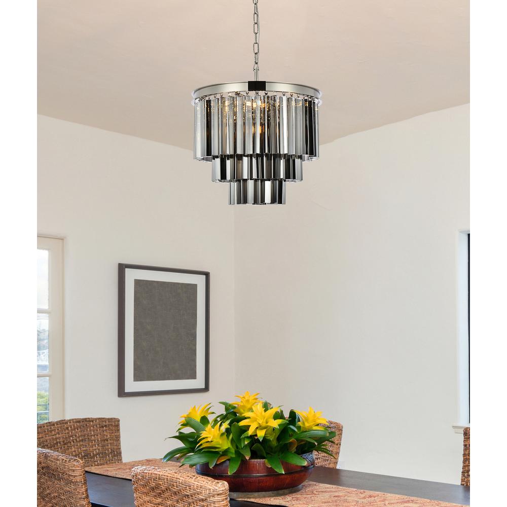 Sydney 9 light polished nickel Chandelier Silver Shade (Grey) Royal Cut Crystal. Picture 8