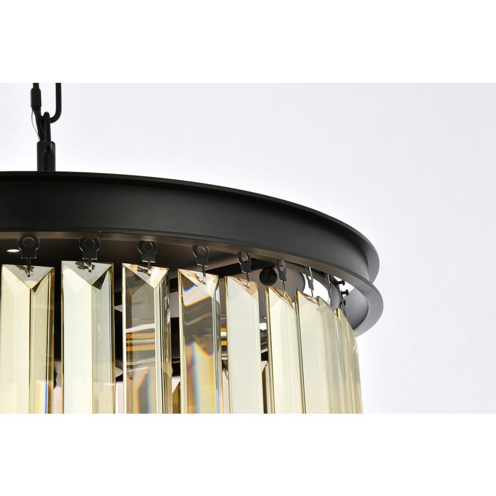 Sydney 6 light Matte Black Pendant Golden Teak (Smoky) Royal Cut Crystal. Picture 4