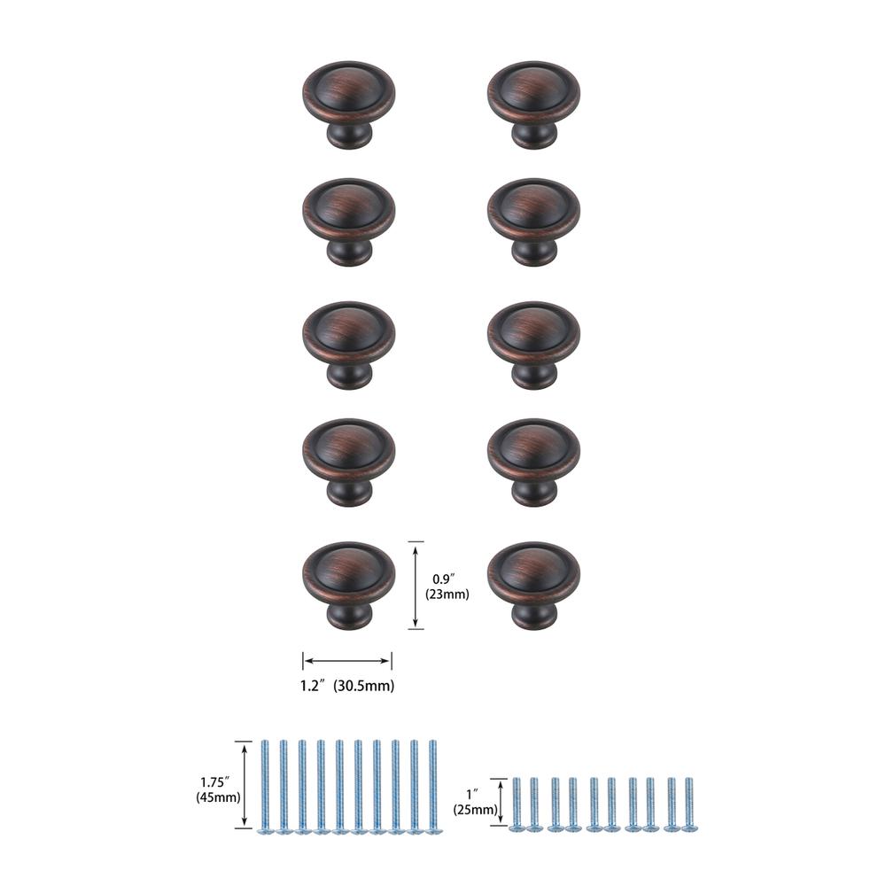 Garlande 1.2" Diameter Oil-rubbed Bronze Mushroom Knob Multipack (Set of 10). Picture 5