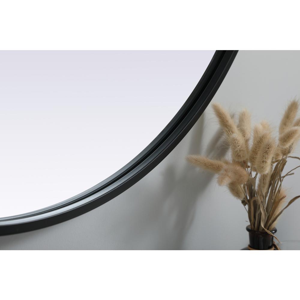 Metal Frame Oval Mirror 30x36 Inch in Black. Picture 6