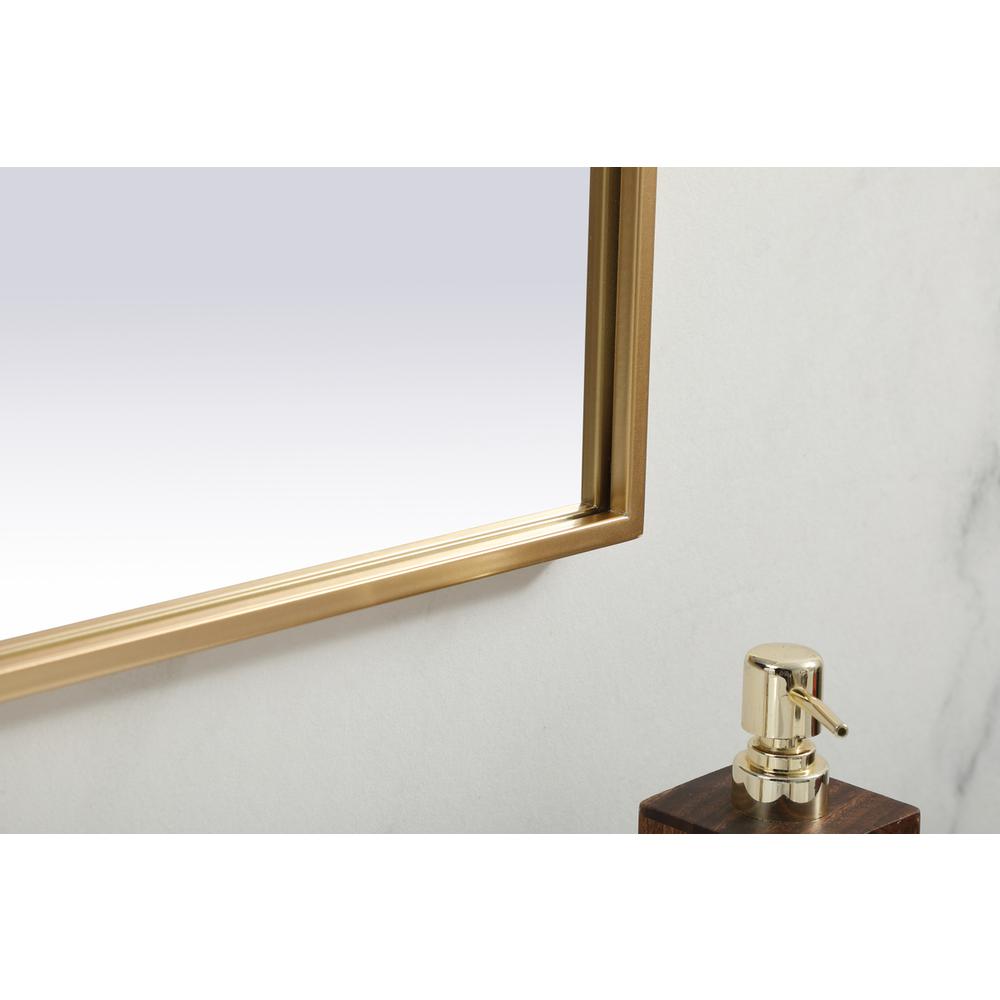 Metal Frame Arch Mirror 39x24 Inch in Brass. Picture 6