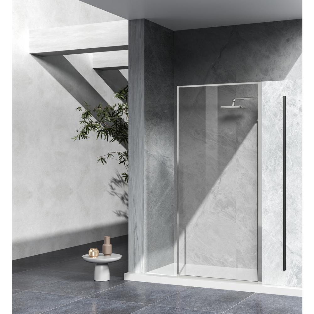 Fixed framed shower door 35 x 76 Brushed Nickel. Picture 8