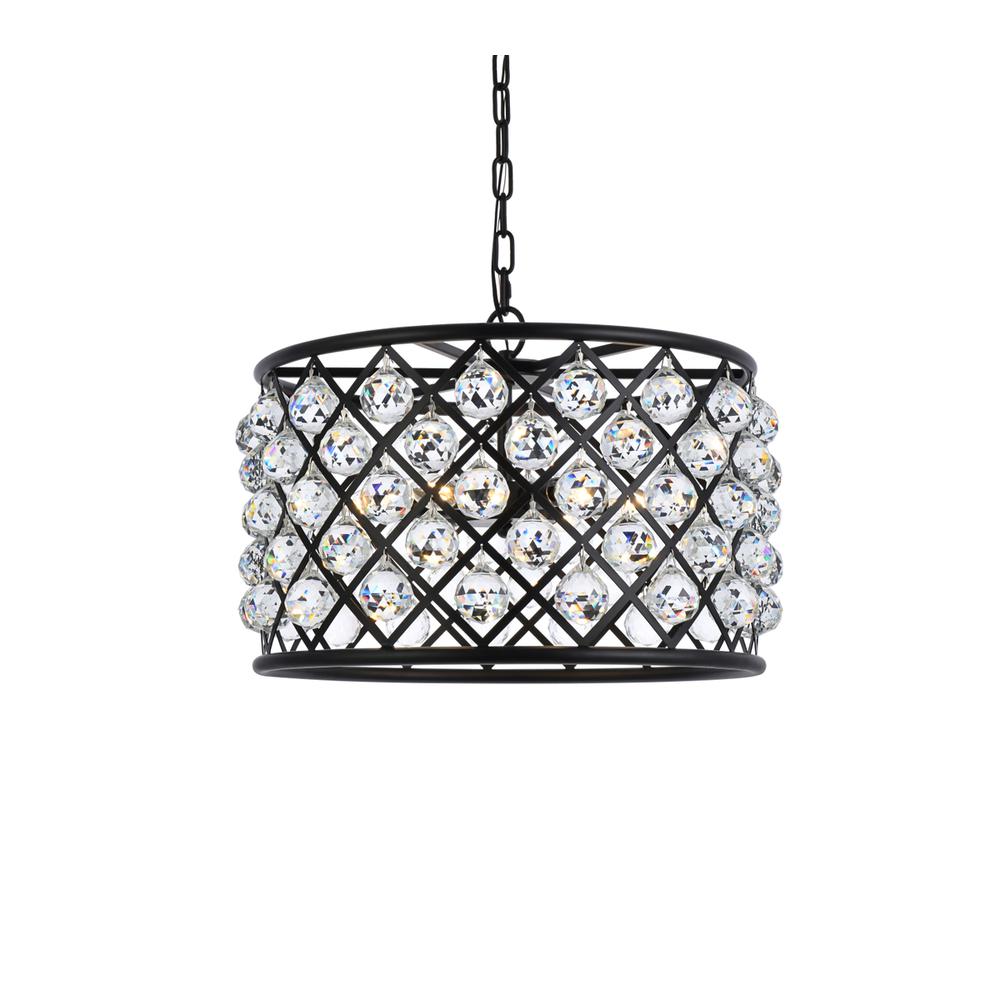 Madison 6 light Matte Black Pendant Clear Royal Cut Crystal. Picture 2
