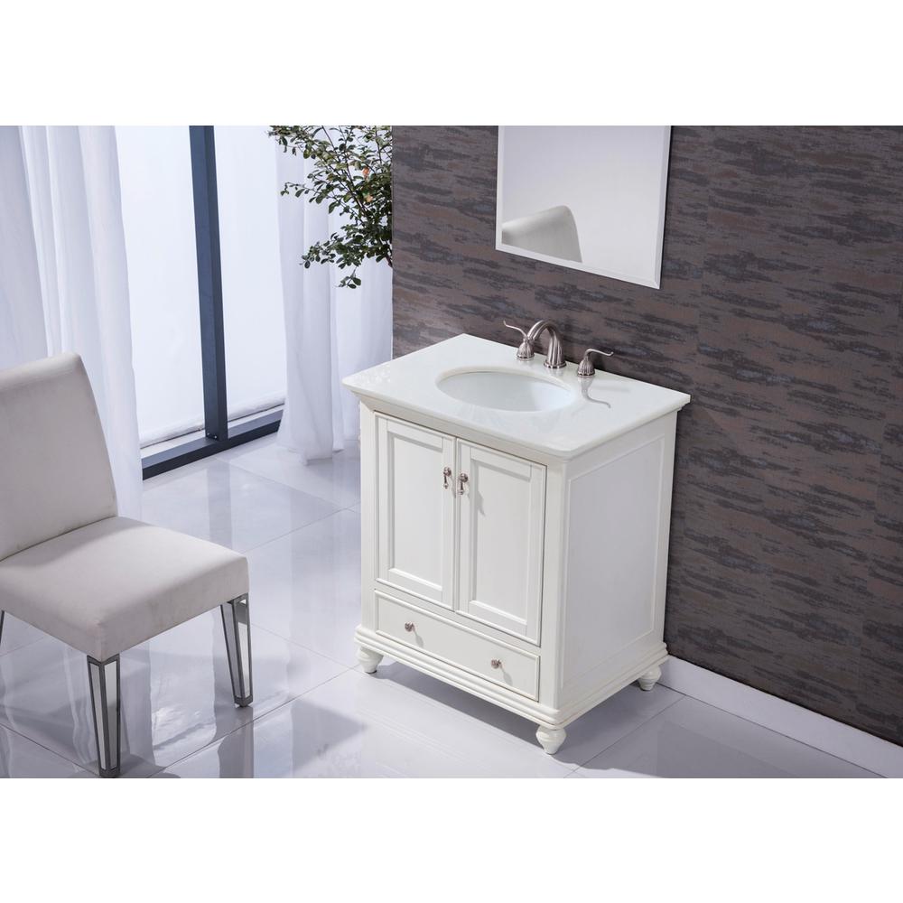 30 inch Single Bathroom vanity in Antique White. Picture 11
