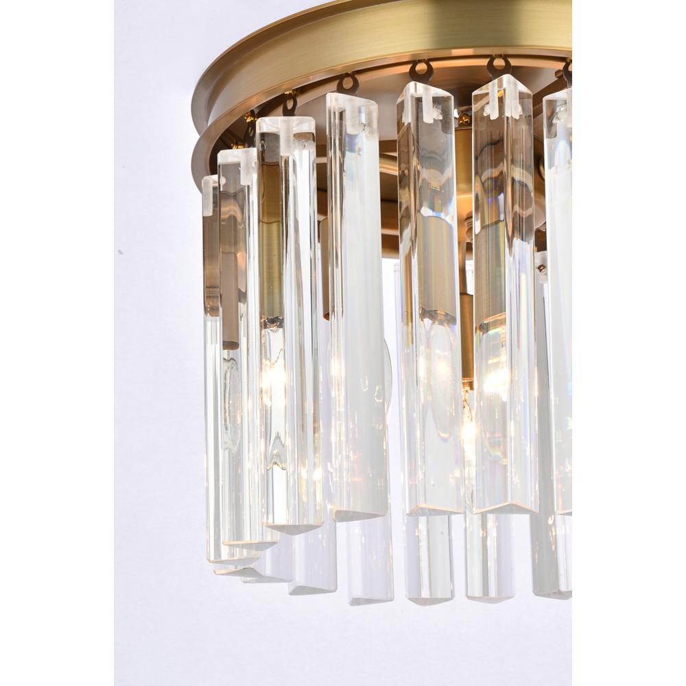 Sydney 12 inch round crystal pendant in satin gold. Picture 4