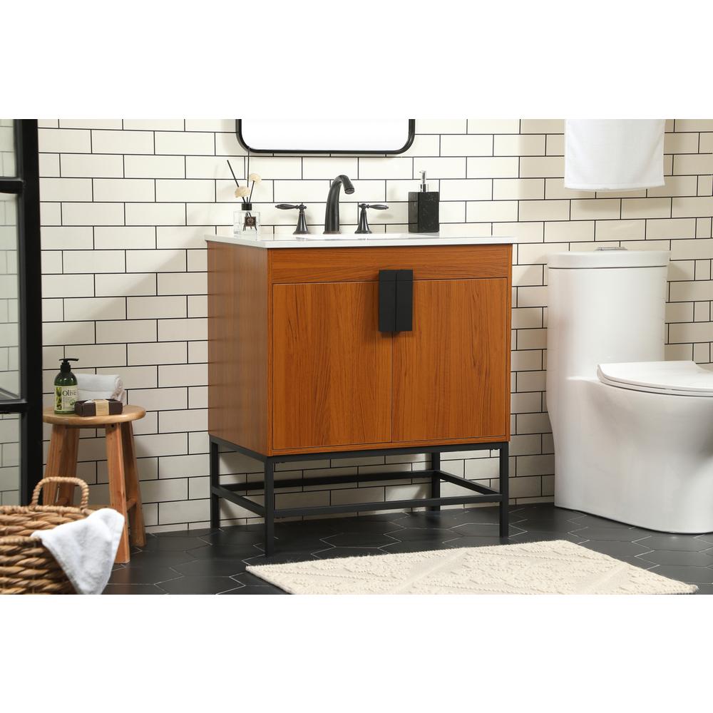 30 inch Single bathroom vanity in teak. Picture 2