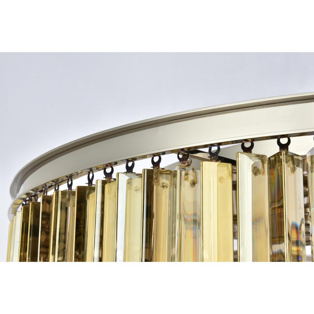 Sydney 10 light polished nickel Flush Mount Golden Teak. Picture 5