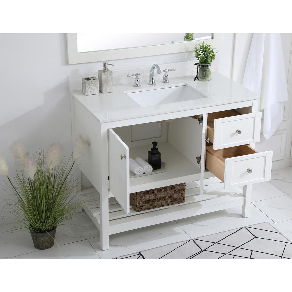 42 inch Single Bathroom Vanity in White with Backsplash. Picture 3