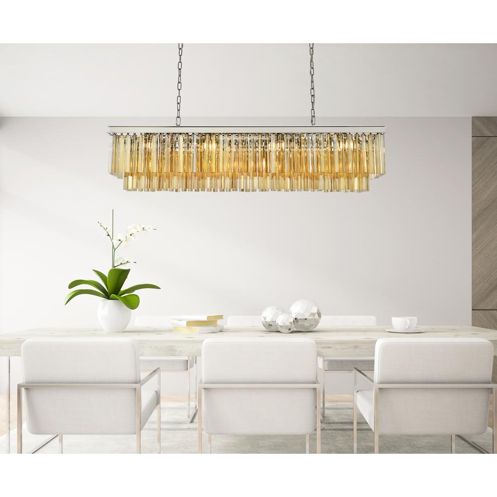 Sydney 12 light polished nickel Chandelier Golden Teak (Smoky) Royal Cut Crystal. Picture 8