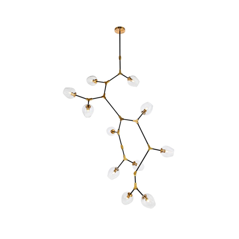 Cavoli 11 light in Light Antique Brass and Flat Black Pendant. Picture 2