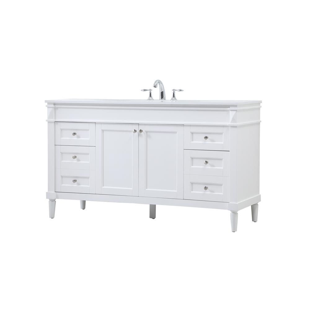 60 inch Single bathroom vanity in white. Picture 7