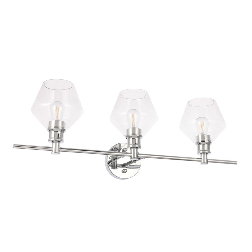 Gene 3 light Chrome and Clear glass Wall sconce. Picture 4