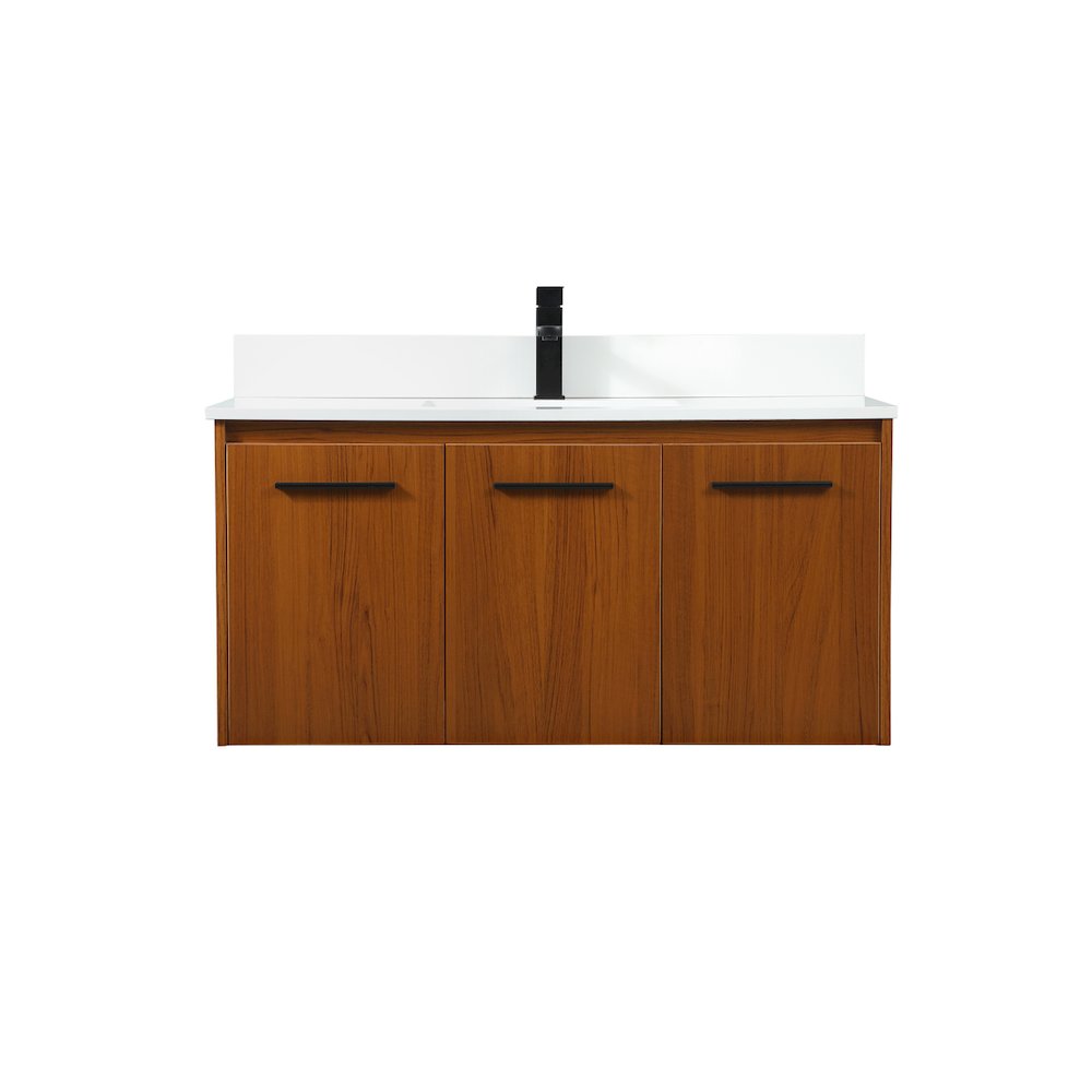 40 Inch Single Bathroom Vanity In Teak With Backsplash. Picture 1