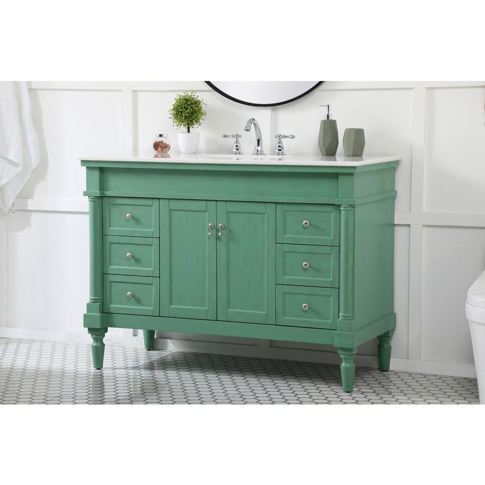 48 inch Single Bathroom vanity in vintage mint. Picture 2