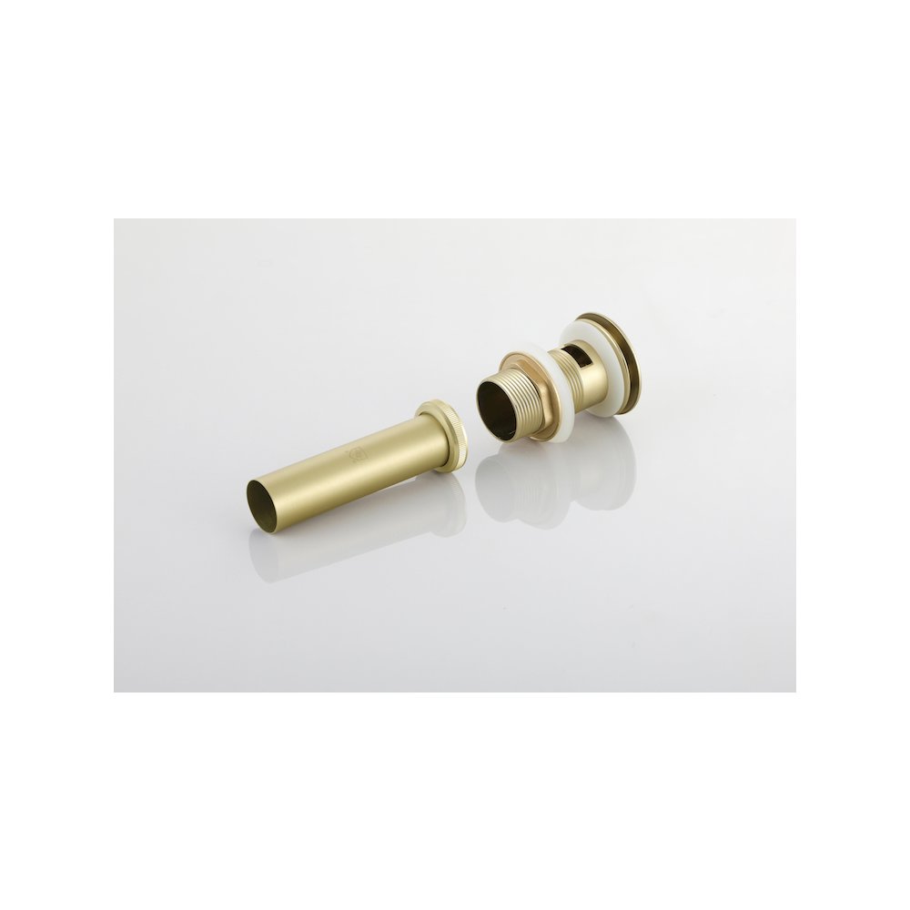 Pop-up bathroom sink drain with overflow in Brushed Gold. Picture 2
