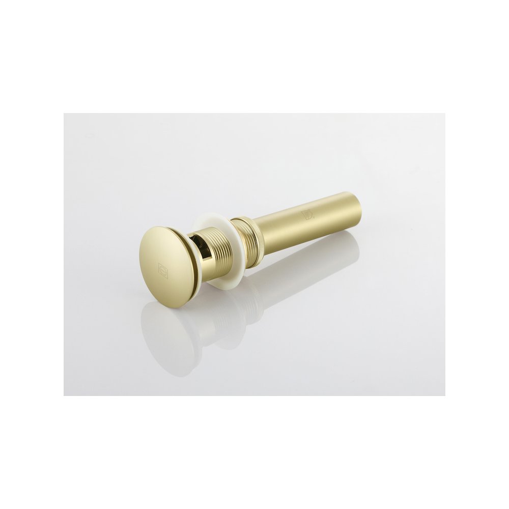 Pop-up bathroom sink drain with overflow in Brushed Gold. Picture 5