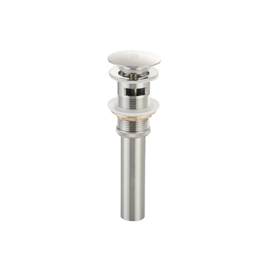 Pop-up bathroom sink drain with overflow in Brushed Nickel. Picture 1